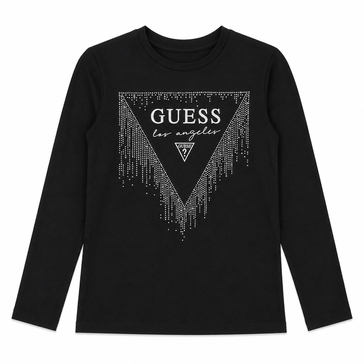 Polera Manga Larga Guess Con Brillos Polera Manga Larga Negra Con Logo Frontal De Brillos - Imagen 1