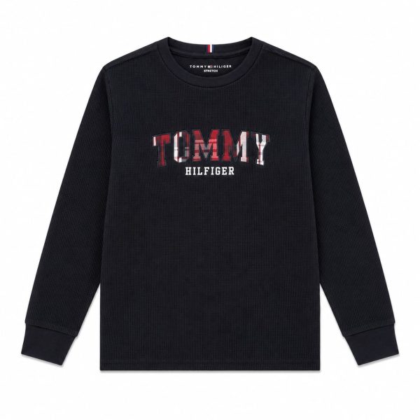 Polera Manga Larga Negra Con Logo Escrito En Vintage