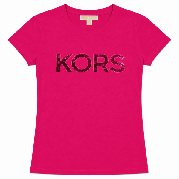 Polera Fucsia Con Logo De Lentejuelas