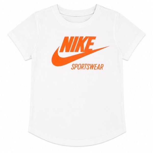 Polera Blanca Con Logo Frontal Naranjo