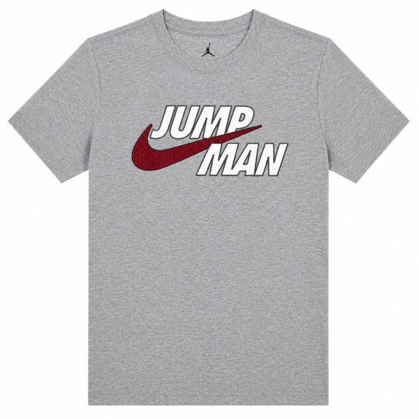 Polera Gris Con Doble Logo En Rojo Y Blanco