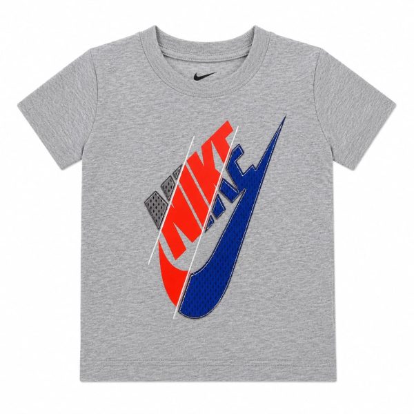 Polera Gris Logo Central Rojo-Azul