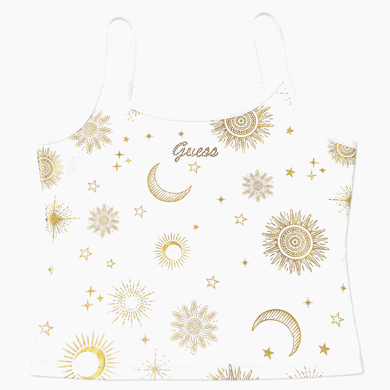 Polera Pabilo Guess Croptop Pabilo Ajustable Blanco - Dorado - Imagen 1