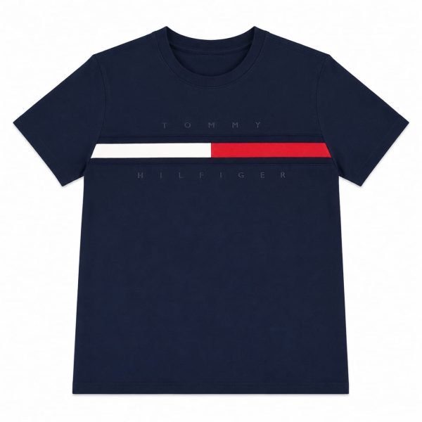 Polera Azul Marino Con Detalles Rojo-Blanco
