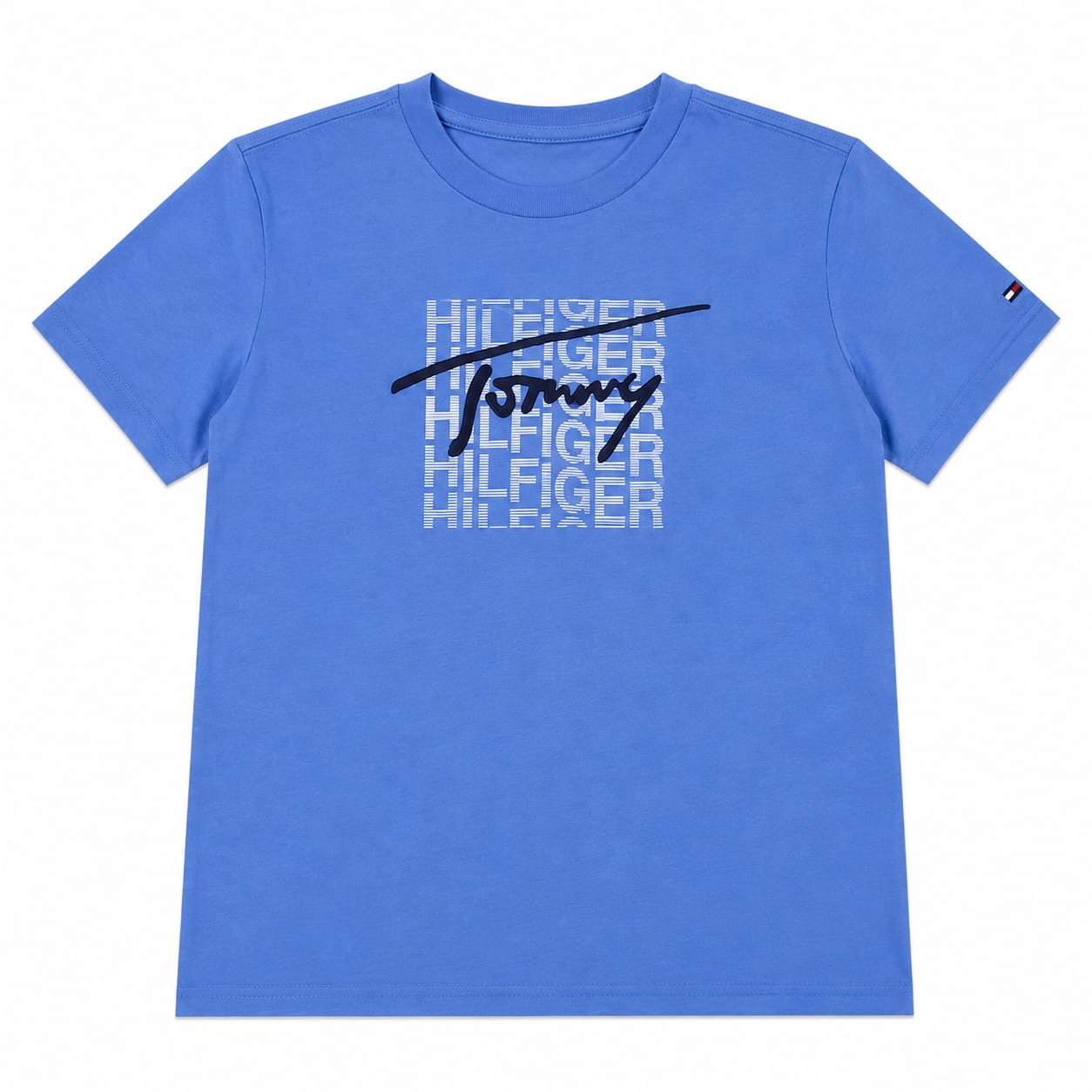 Polera Tommy Hilfiger Celeste Polera Celeste Con Logo Frontal Engomado - Imagen 1