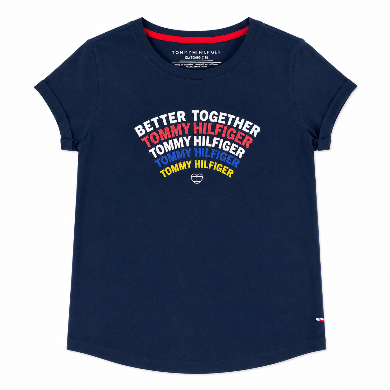 Polera Tommy Hilfiger Polera Azul Marino Con Logo Central - Imagen 1