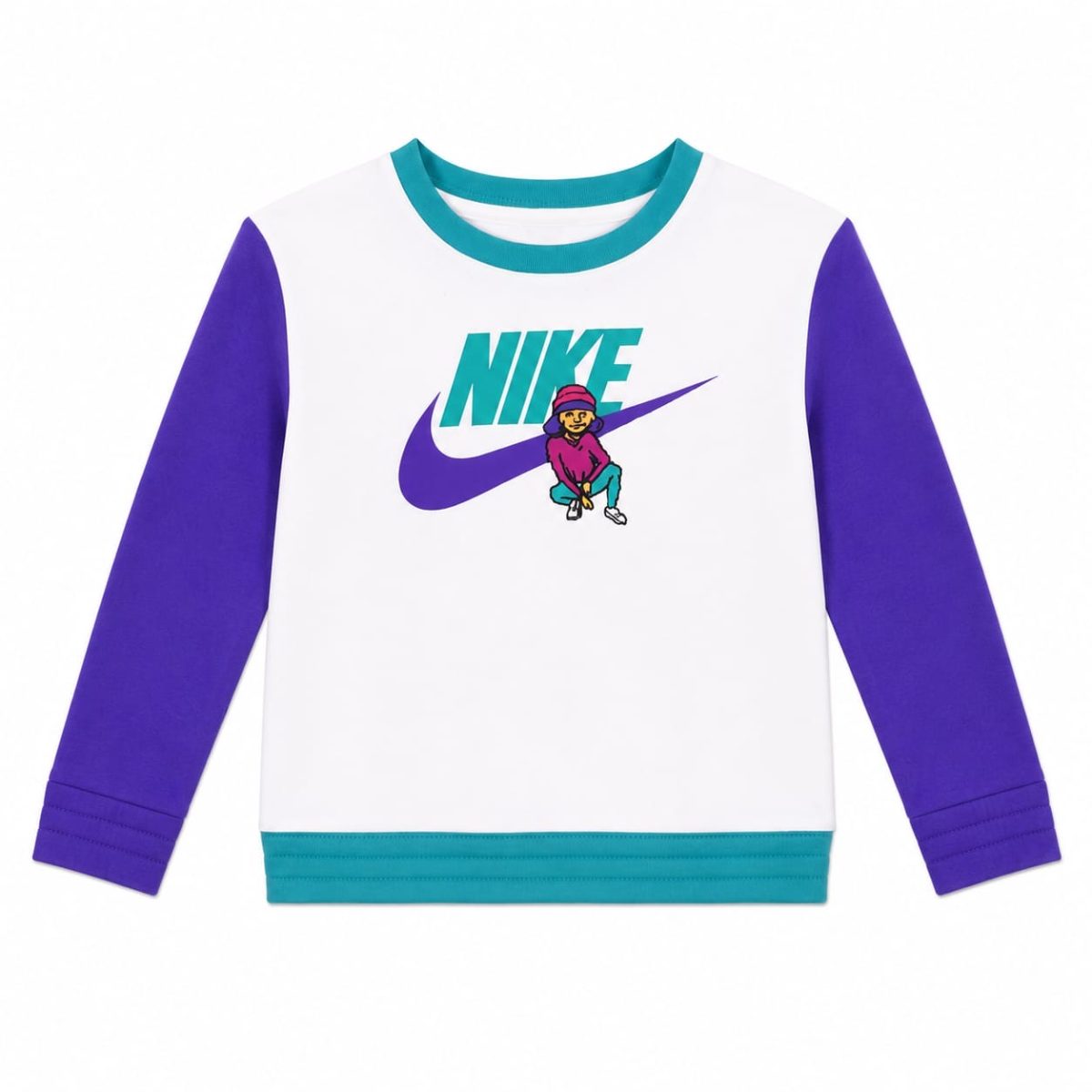 Conjunto Polera Manga Larga Blanca Y Azul Cobalto Buzo Gris - Imagen 3