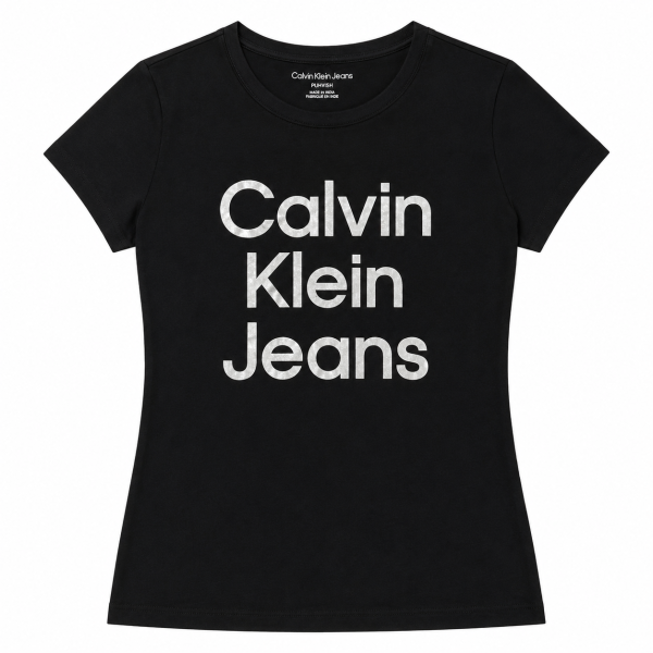 Polera Negra Con Logo En Letras Blancas