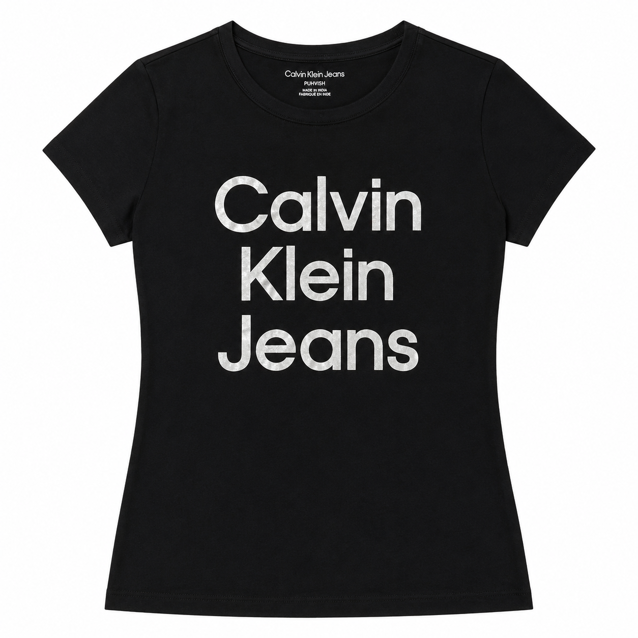 Polera negra CK con letras blancas Polera Negra Con Logo En Letras Blancas - Imagen 1