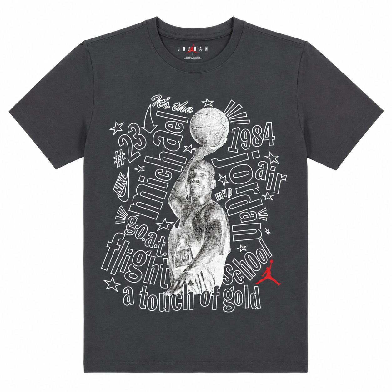 Polera negra Jordan Con Logo blanco y letras Polera Negra Con Logo Blanco Y Letras Blancas - Imagen 1