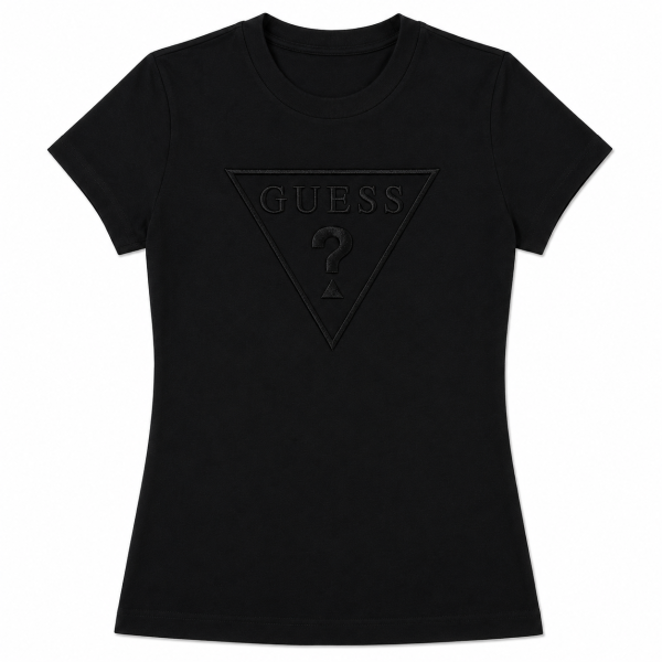 Polera Negra Con Logo Triangulo Bordado Negro