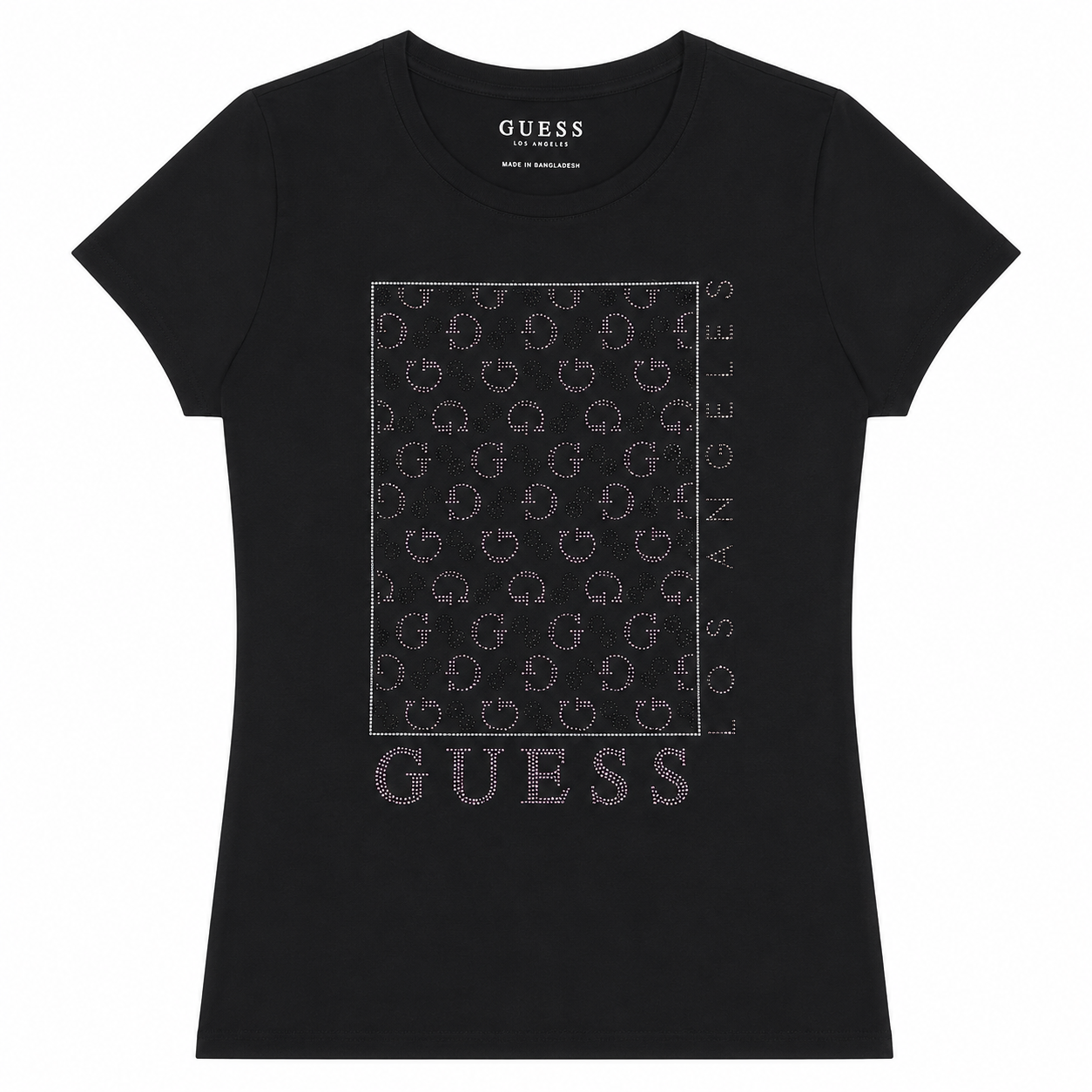 Polera negra con monograma Polera Negra Con Cuadro Con Monograma En Brillos - Imagen 1