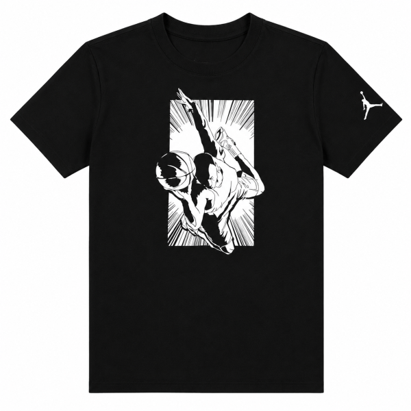 Polera Negra Con Logo Caricatura Encestando