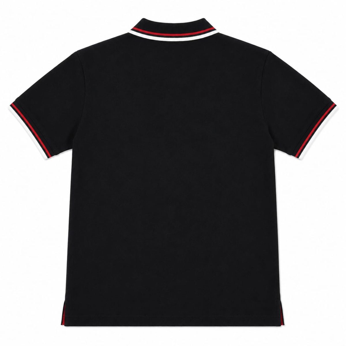 Polera Polo Piqué con Detalle Tipográfico y Ribete Contrastante Negra - Imagen 2