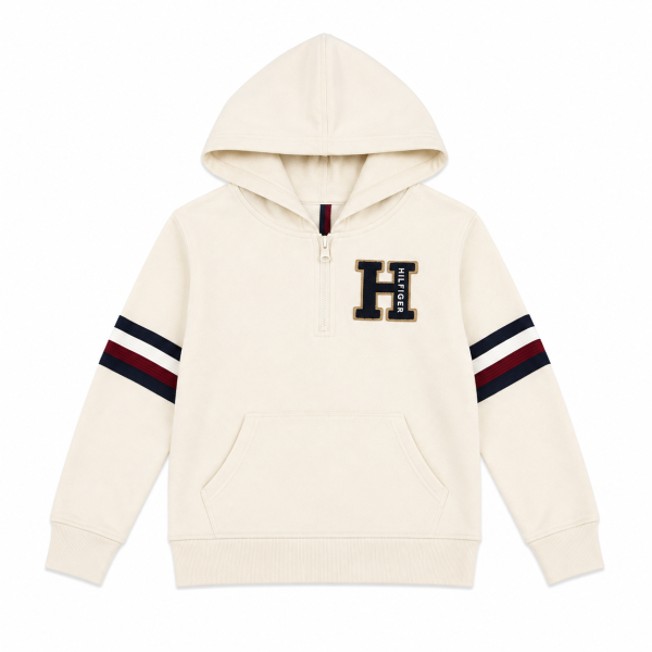 Poleron Beige Con Logo H En El Pecho Y Bandera En Mangas