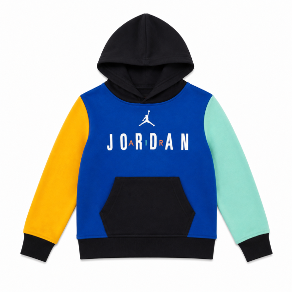 Poleron Con Capucha Multicolor Y Logo Blanco