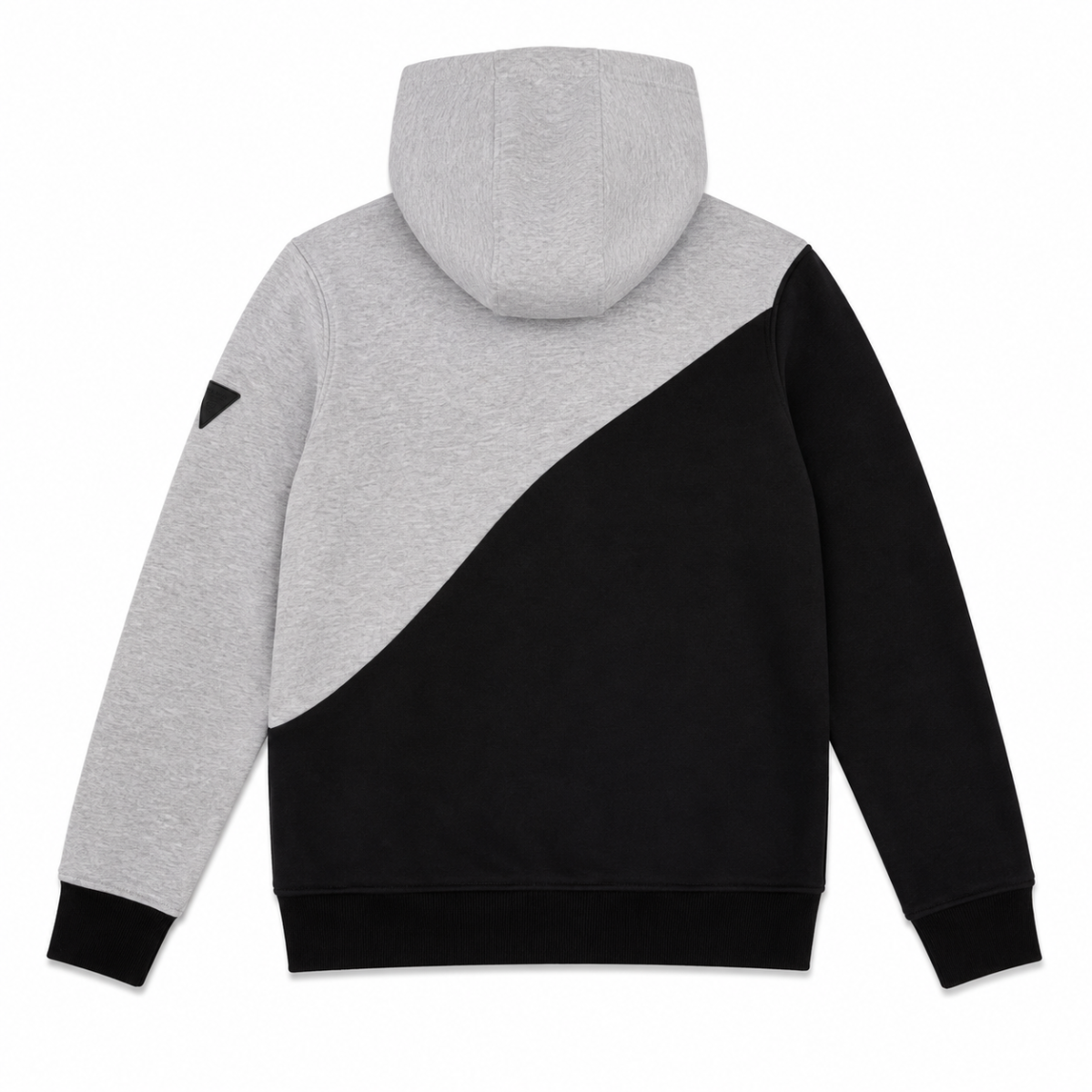 Poleron Con Capucha Negro Con Gris Y Logo En El Centro - Imagen 2