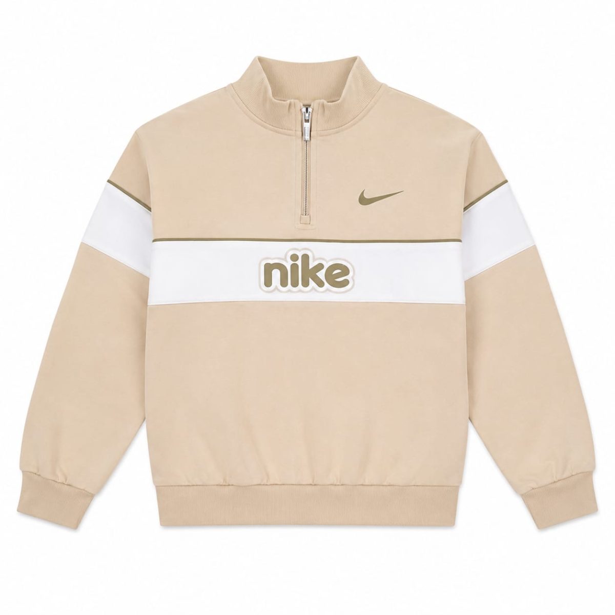 Conjunto Beige Con Blanco Polerón Con Cierre Y Jogger - Imagen 3