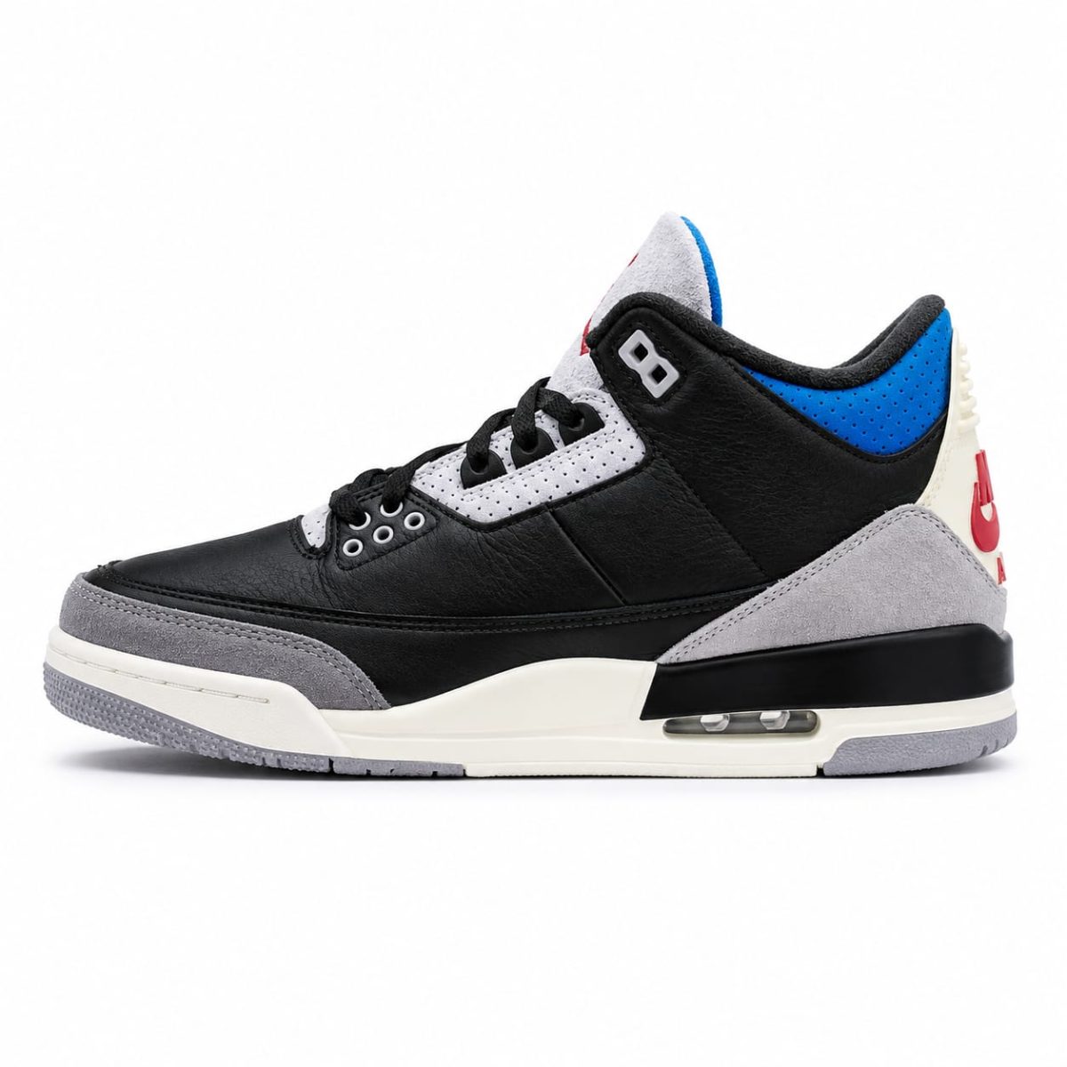 Zapatilla Deportiva Negra De Caña Alta Y Detalles Gris-Azul-Rojo - Imagen 3