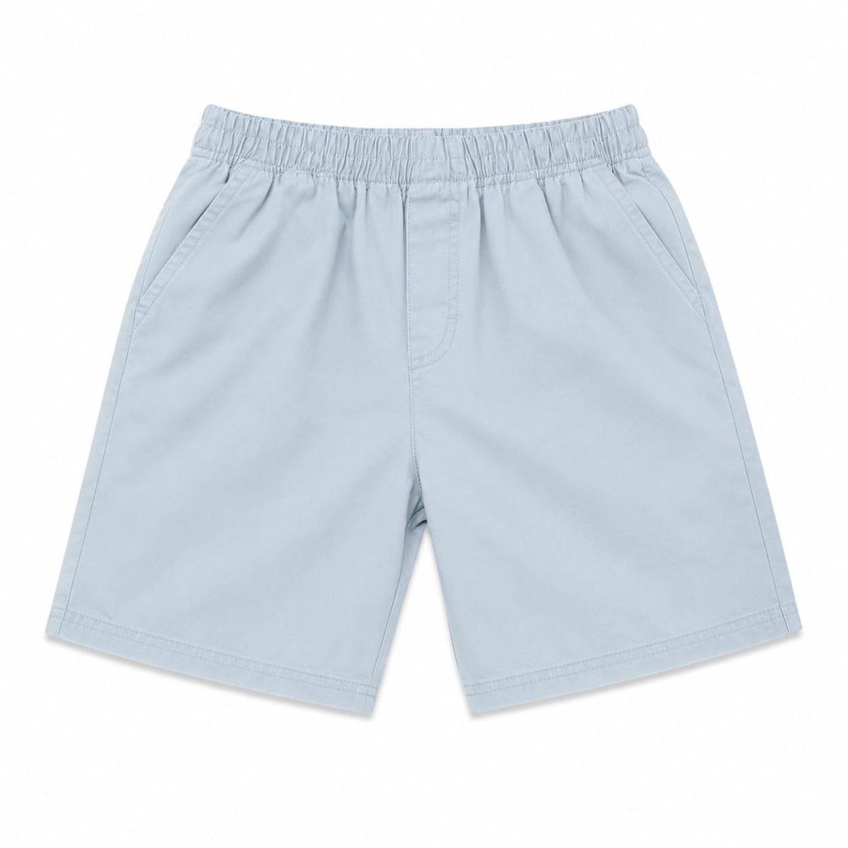 Conjunto Polera Con Cuello Gris Y Short Celeste - Imagen 4