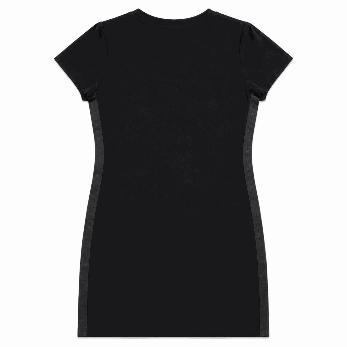Vestido Manga Corta Negro Con Detalle De Banda Lateral - Imagen 2