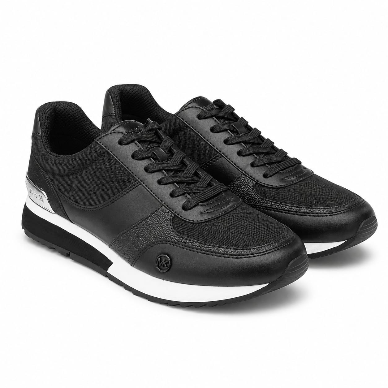 Zapatilla Michael Kors Zapatilla Clásica Negra Con Monograma Y Plateado - Imagen 1