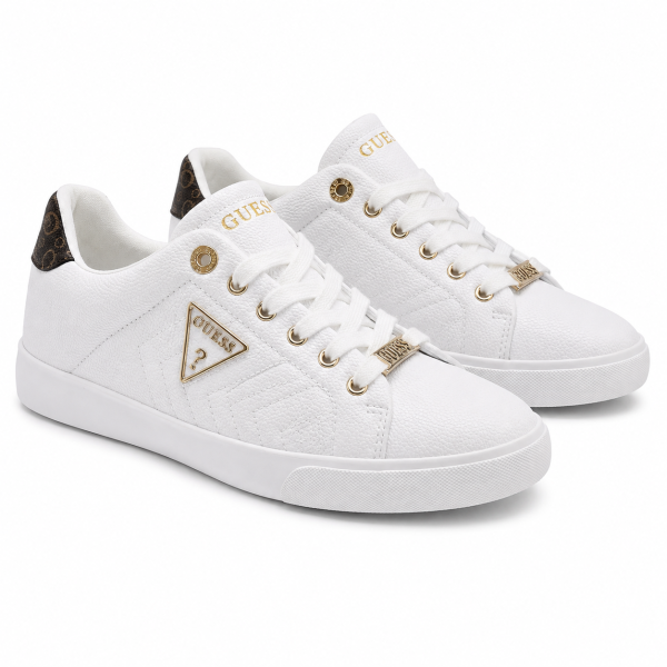 Zapatilla Blanca Con Detalles Cafe Y Dorados