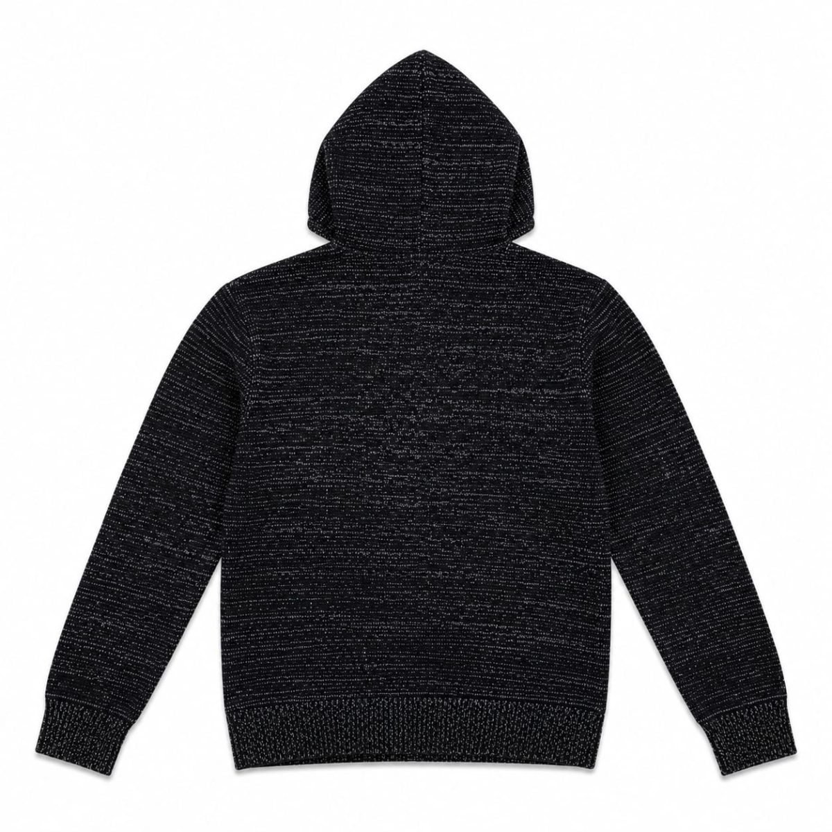Poleron Negro Jaspado Con Capucha Y Logo En Lentejuelas - Imagen 2