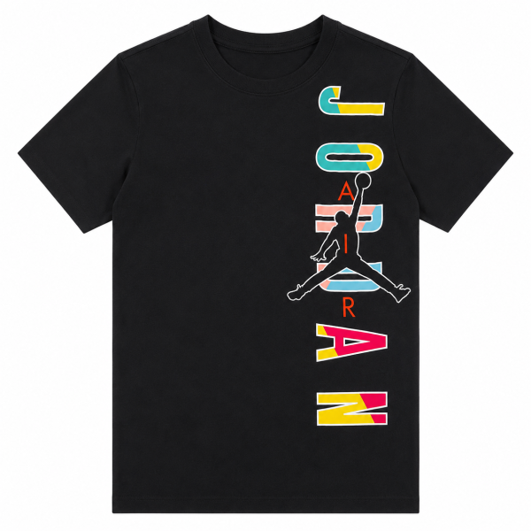 Polera Negra Con Logo En Un Costado En Multicolores