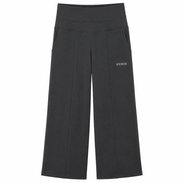 Calza Tipo Palazzo Negra Con Logo Lateral Plateado