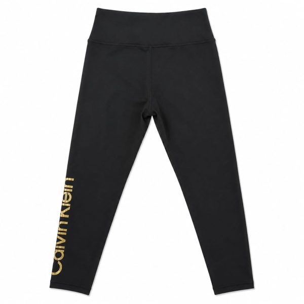 Calza Negra Con Logotipo Lateral Dorado
