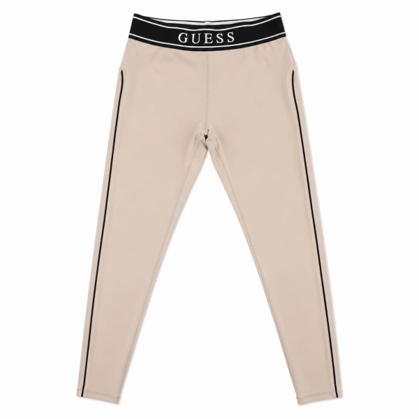 Calza Beige Con Detalles Y Pretina Negra