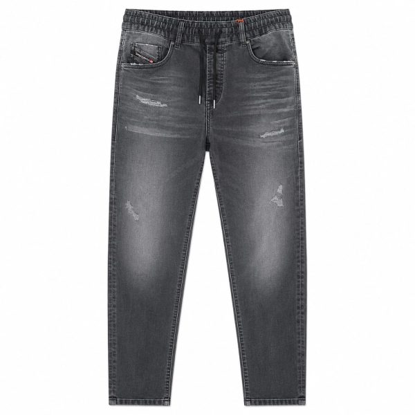 Jeans Negro-Gris Jaspeado Con Acabados Rasgados