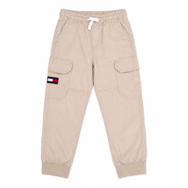 Pantalón Cargo Beige Con Cintura Ajustable