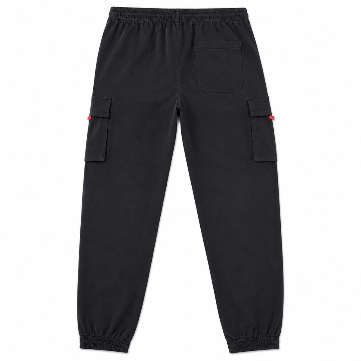 Pantalon Cargo Negro Con Detalles En Rojo - Imagen 2