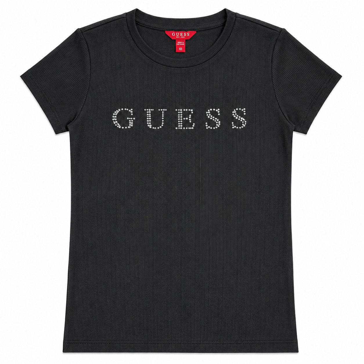 Polera Guess Con Brillos Polera Texturizada Negra Con Logo De Brillo - Imagen 1