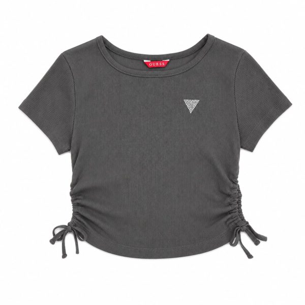Polera Corta Texturizada Con Lazos En Los Costados