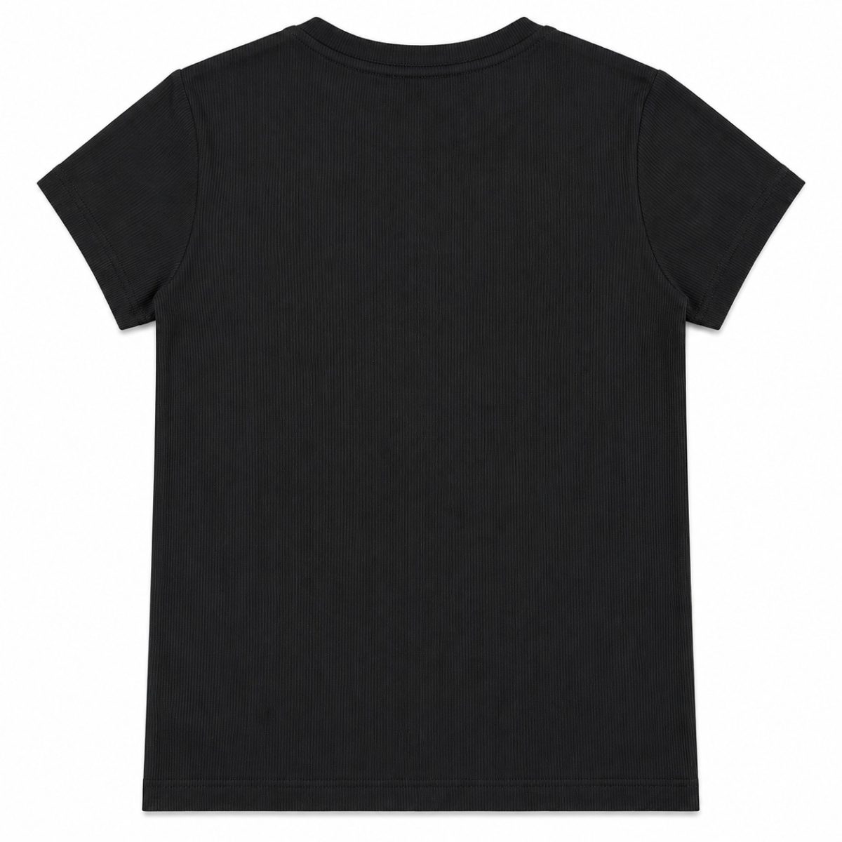 Polera Texturizada Negra Con Mini Logo Frontal De Brillos - Imagen 2