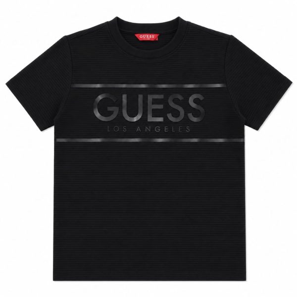 Polera Negra Con Logo Negro Engomado