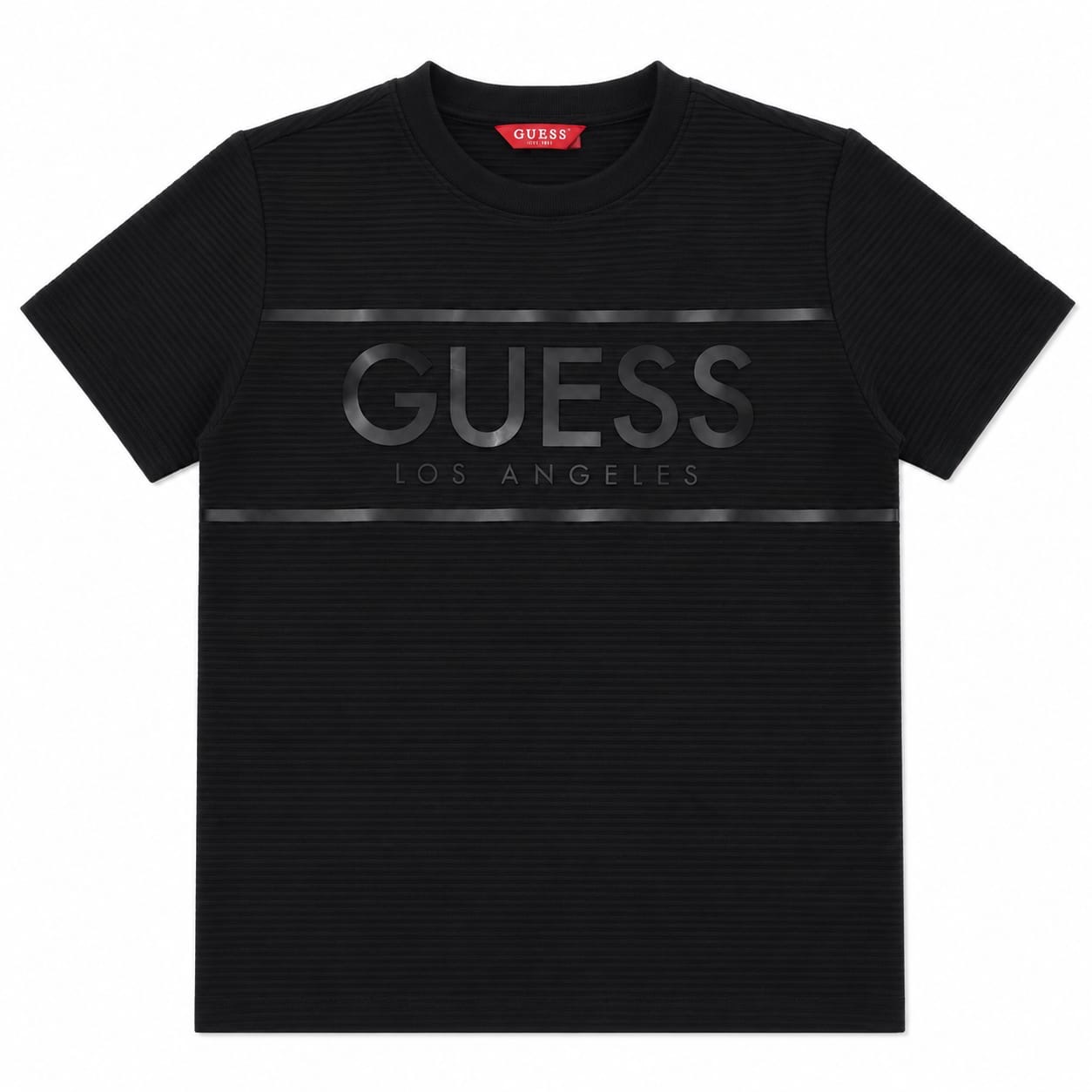 Polera Guess negra con l brillante Polera Negra Con Logo Negro Engomado - Imagen 1