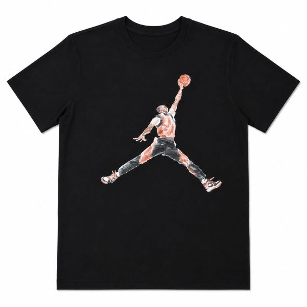 Polera Negra Logo Jumpman Watercolor