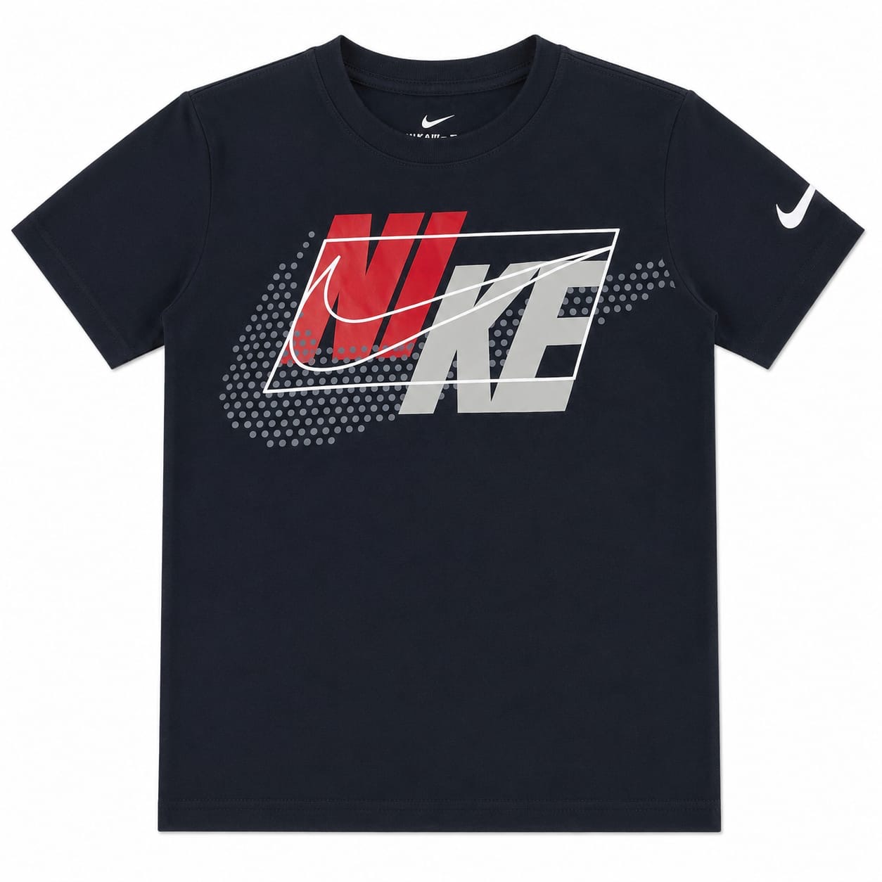 Polera Nike negra con logo blanco rojo Polera Negra Con Logo Swosh Blanco Y Rojo - Imagen 1