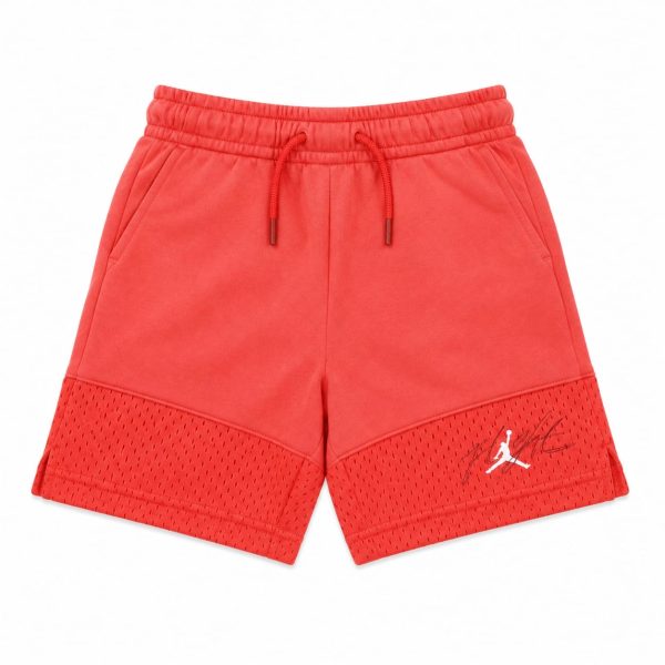 Short Naranja Con Bloque De Malla Transpirable Y Logo Lateral Bajo Blanco