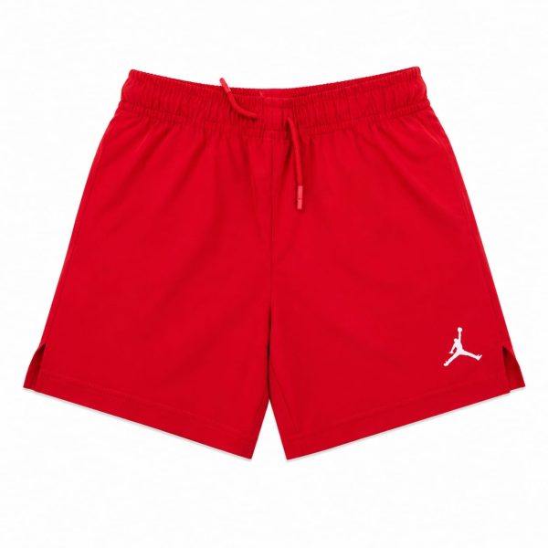 Short Rojo Con Logo Lateral Bajo Blanco Y Cintura Ajustable