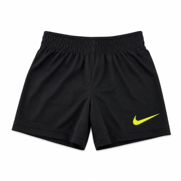 Short Deportivo Negro Con Logo Verde Neón