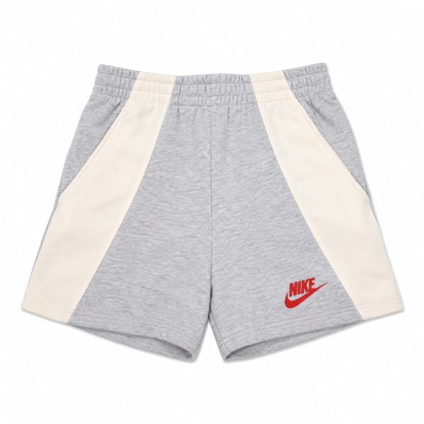 Short Bicolor Gris Jaspeado Y Crema Con Logo Lateral Bajo Rojo
