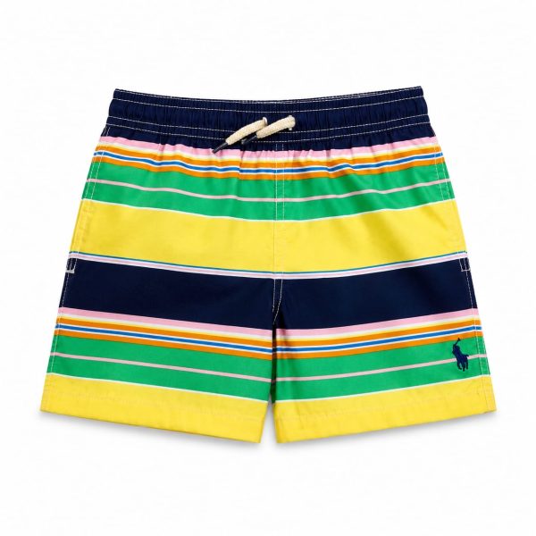 Short De Baño A Rayas De Colores Con Logo Al Costado