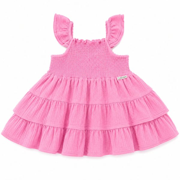 Vestido Con Falda Escalonada Rosado